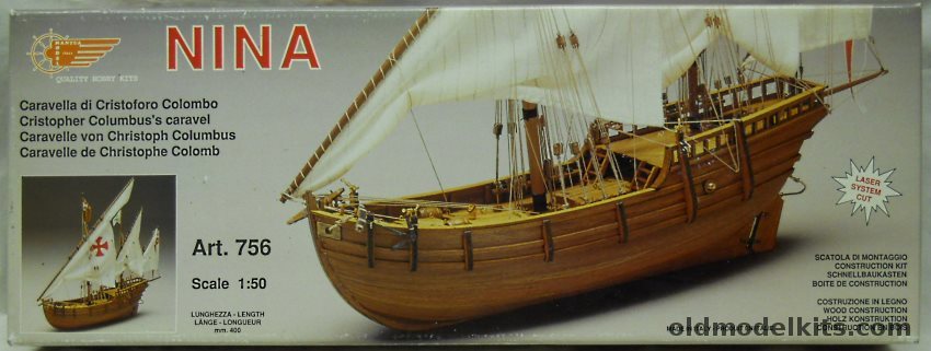 Mantua 1/50 Nina Caravel of Christopher Columbus - 15.75 Inches Long, 756 plastic model kit
